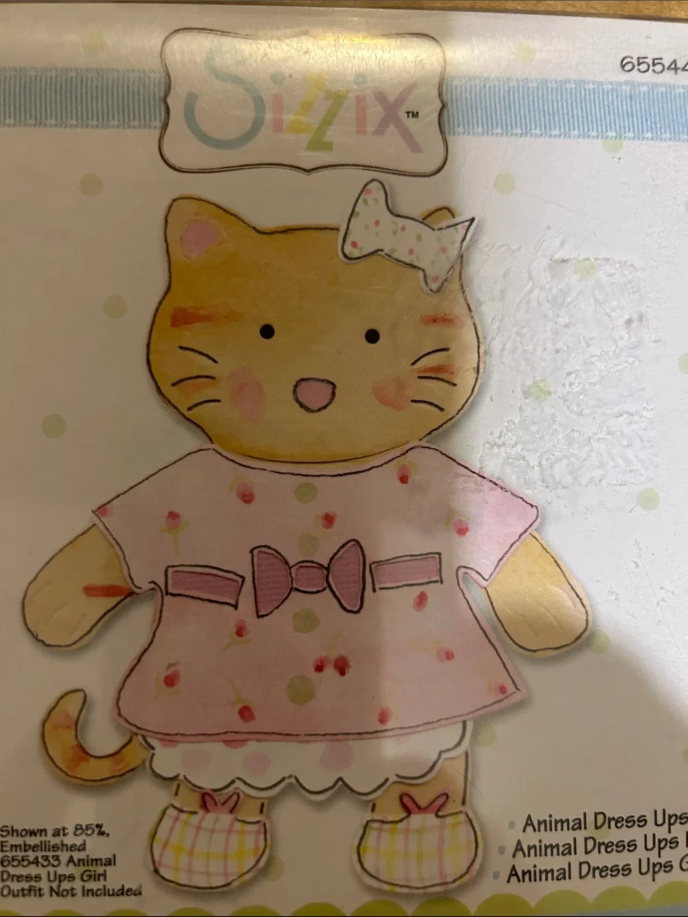 Sizzix Animal Dress Ups Kitty Die - Pink and Cream Cat Outfit